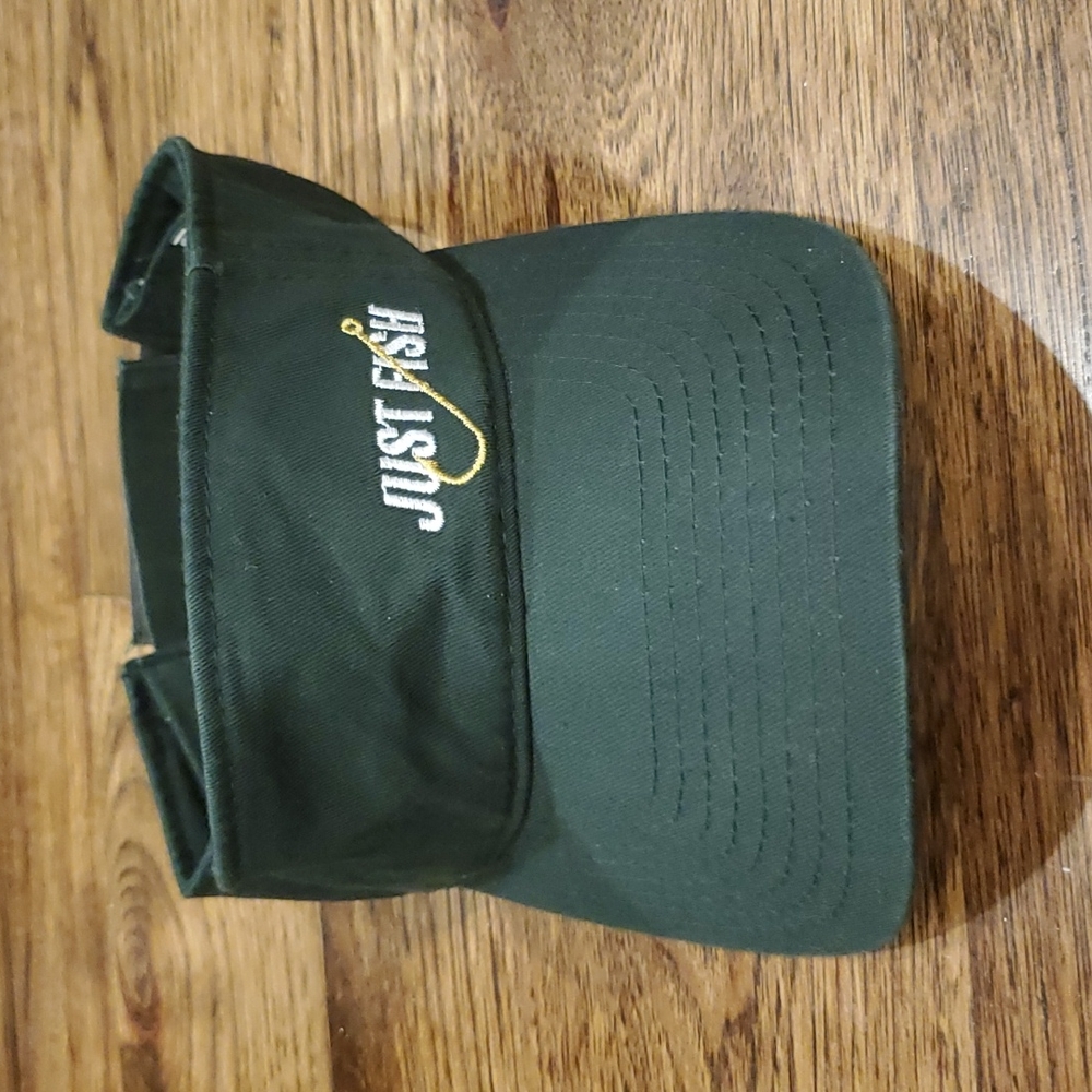 Mens Just Fish green embroidered adjustable velcro visor